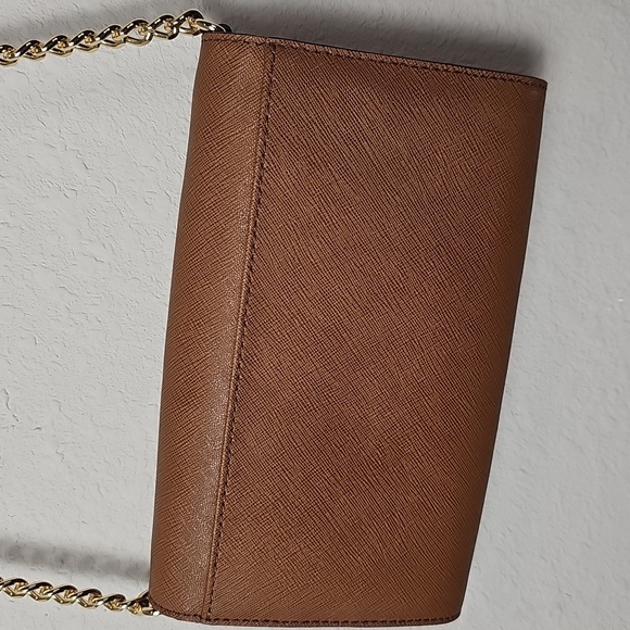 Michael Michael Kors Brown Leather Jet Set Travel Lg Phone Crossbody Bag NWT - Picture 7 of 9